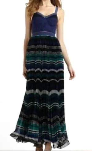 Free People Blue and Green Striped Maxi Dress Size 6 thumbnail 1
