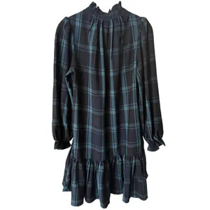 J.Crew‎ BN151 Blackwatch Plaid Ruffle Neck Mini Dress Small Puff Sleeve Tartan thumbnail 6