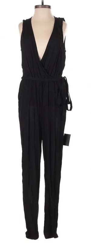 Lulus Take On the Day Black Sleeveless Surplice Jumpsuit XS Minimalist Party thumbnail 1