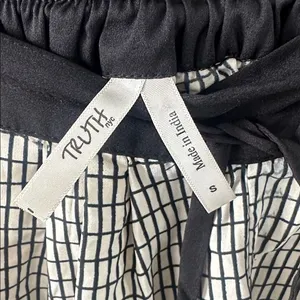 Truth NYC Womens Jogger Pants Grid Print Side Stripe Black White Small thumbnail 3