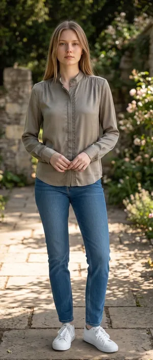 Banana Republic Olive Green Classic Embroidered Button Up Blouse Office Ready thumbnail 1