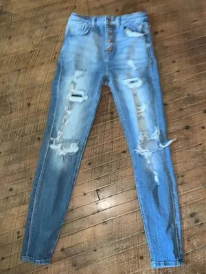 Kancan Kurvy high rise stretchy distressed 27 jeans thumbnail 1
