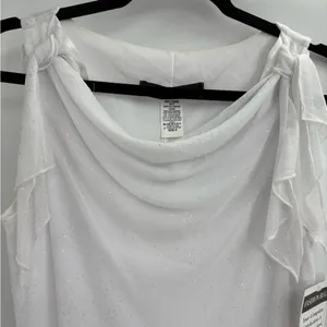 DEADSTOCK y2k white maxi cowl neck sequin dress sheet truffle sleeve glam size 8 thumbnail 7