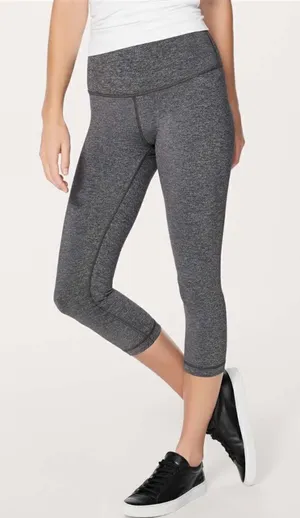 Lululemon Wunder Under Crop (Hi-Rise) *Luxtreme 21" Heathered Black thumbnail 1