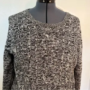 Old Navy‎ Women's Size XL Pullover Crewneck Sweater Cable Knit Black Marled thumbnail 3