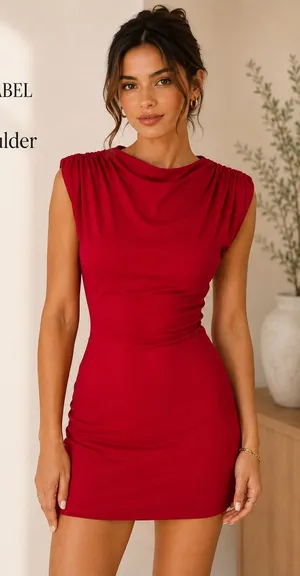 Mars The Label Red Draped Shoulder Mini Dress UK 4 / US 0 thumbnail 1