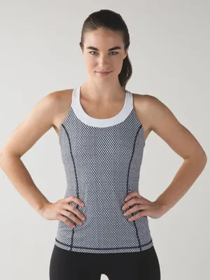 Lululemon Size 4 White Black Mish Mesh Enhearten Tank Top thumbnail 1
