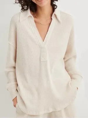Aerie Lumberjane Polo Waffle Sweatshirt thumbnail 1