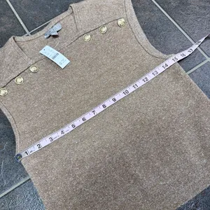 NEW J. Crew Sweater Shell with Buttons Sleeveless Merino-Linen Blend Top Medium thumbnail 10