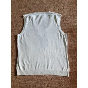 Lady Hagen White Sweater Vest L Argyle Diamond Knit Sleeveless Pullover Cotton thumbnail 5