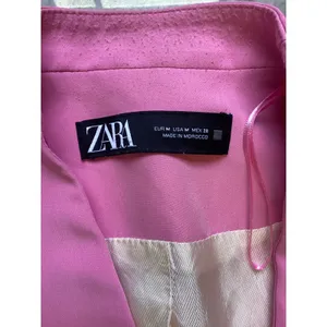 Zara Pink Open Front Tailored Blazer Jacket Womens Medium Collarless Hook Eye thumbnail 2