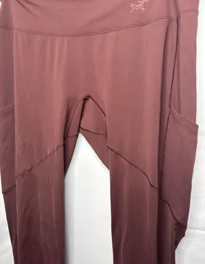 Arc’teryx brown pull on workout leggings with pockets on both sides sz Lg thumbnail 5