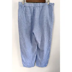 Quince French Blue 100% European Linen Straight Leg Elastic Waist Pants Sz L thumbnail 4