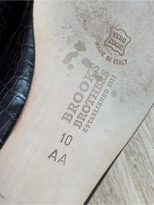 Brooks Brothers Croc Embossed Leather Tassel Loafers Brown 10 AA Narrow thumbnail 10