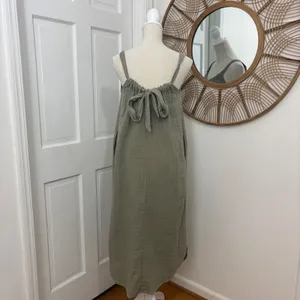 Gauze 100% Cotton Maxi Dress‎ S Sage Old Navy Boho Coastal Minimalist Resort thumbnail 3