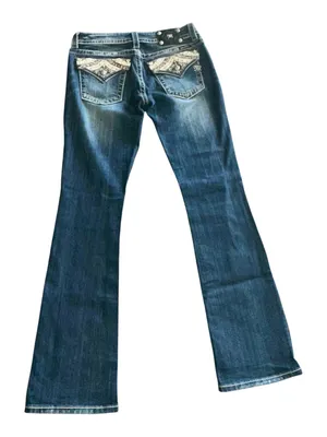 Miss Me Western Rodeo Cowgirl Denim Rhinestone Bootcut Jeans! thumbnail 1