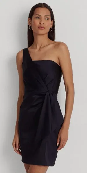Lauren Ralph Lauren Navy Blue One Shoulder Fitted Cocktail Dress Size 16‎ thumbnail 1