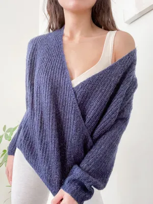Forever 21 Blue Wrap Crossover Knit Jumper Sweater thumbnail 1
