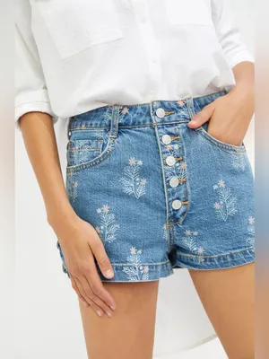 Anthropologie Pilcro Floral Print Button Fly Denim Shorts Size 32 High Rise thumbnail 5