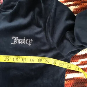 Juniper Blue Y2K Navy Blue Velvet Juicy Couture tracksuit Set Zip up Hoodie Sweatshirt Flare Sweatpants Mid Rise-XL Measurement in pics thumbnail 5