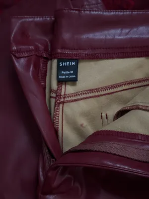 SHEIN Burgundy Faux Leather Pants thumbnail 5