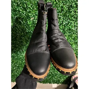 NWOT Free People Atlas Puffer Rivet Chelsea Boots in Black & Gold Sz. US 8 thumbnail 6