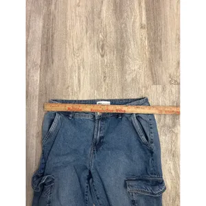 Zara Womens Blue Mid Rise Cargo Straight Leg Jeans with Side Slits Size 4 thumbnail 6