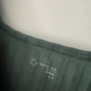 Aerie Offline Green‎ Ribbed Square Neck Crop Top Lettuce Hem thumbnail 5
