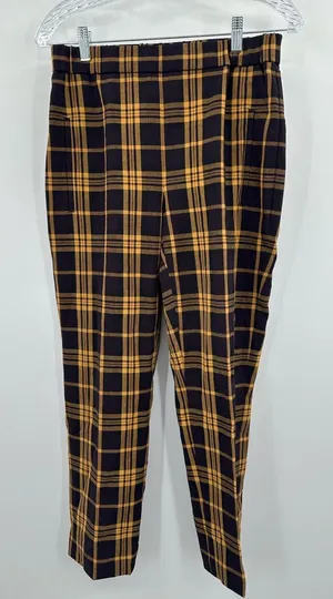 Aritzia Wilfred Women's Darontal Yellow/Brown‎ Plaid Pants Pull-On Size 4 thumbnail 1
