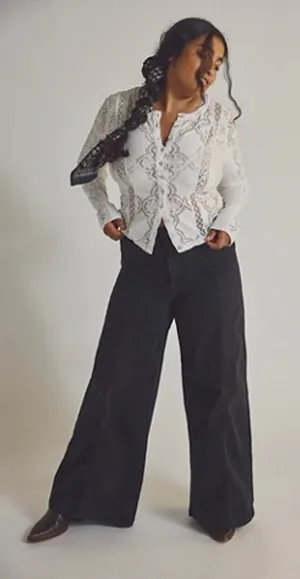 We the Free People 28 Libre Wide Leg Jeans Denim Washed Black Flare 31" inseam thumbnail 1