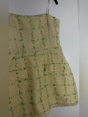 Amanda Uprichard Cream Floral-Check Tweed Mini Dress thumbnail 5