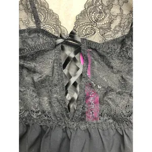Adore Me Black Lace Babydoll Chemise Matching Panty‎ Set Size M thumbnail 2