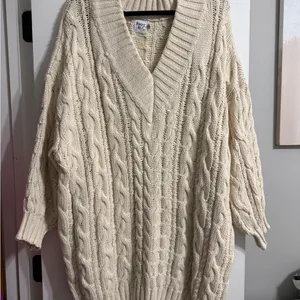 Princess Polly Cream Cable Knit V-Neck Sweater thumbnail 1