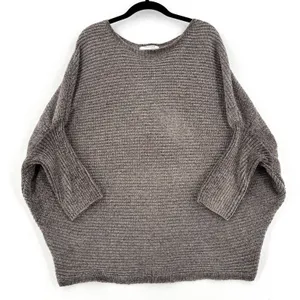 Favlux Chenille Sweater Women L Taupe Brown Oversized Dolman Batwing Cozy Chic thumbnail 1