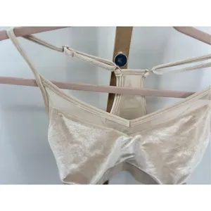 PINK Victoria's Secret Velvet Sports Bra Pullover Size Large Ivory thumbnail 6
