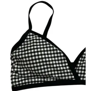 NWT Andie Swim The Cove Bikini Top Checkered Print Removable Cups L Black White thumbnail 3