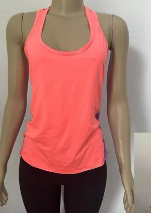 Athleta Neon Colorblock Racerback Tank Top Sz Medium Gym Yoga Athleisure Pilates thumbnail 1