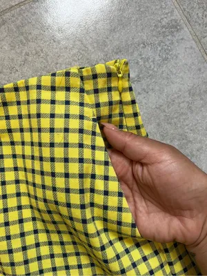 Zara Yellow and Black Plaid High-Waist Shorts thumbnail 7