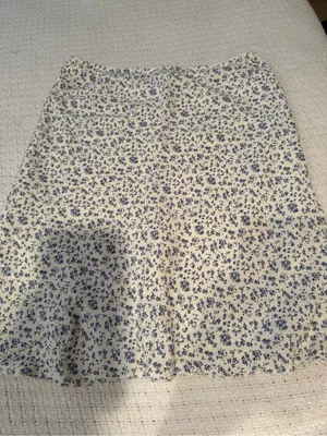 Brandy Melville Cream Skirt with Blue Floral Print thumbnail 1