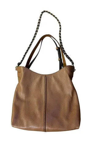 Michael Kors Downtown Astor Large Brown Pebbled Leather Shoulder Bag Chain Strap thumbnail 1