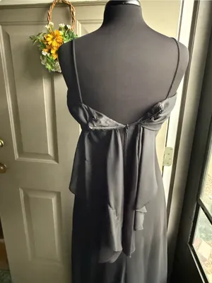 Y2K Betsy & Adam black draped maxi formal prom evening dress, size 8 thumbnail 5