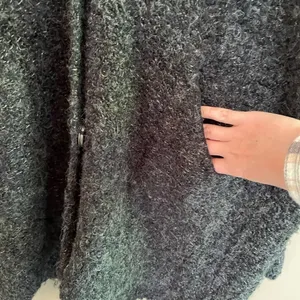 Free People Oversized Bouclé V-Neck Cardigan Size Small Gray Pockets Boho Alpaca thumbnail 7