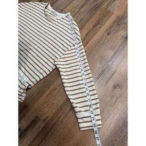 MNG Mango‎ Striped Oversized Long Sleeve Top Beige Brown Size L thumbnail 9