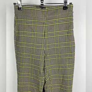 Urban Outfitters Black Green Checked Plaid Cropped‎ Flare Pants thumbnail 6