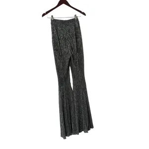 HOUSE OF CB Alexandra Lurex Silver Wide Leg Pants Trousers thumbnail 6