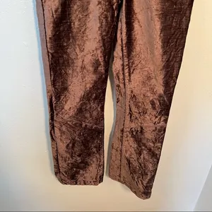 Free People Women's Size 26 Velvet Crop Flare Pants Taupe Brown Purple Stretch‎ thumbnail 6