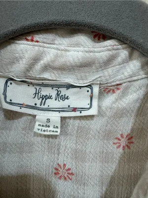 Hippie Rose Plaid Gingham Button Down Top with Red Floral Print - Size S thumbnail 4