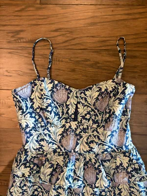Tuckernuck Hyacinth House Blue Leafy Floral Maeve Midi Dress Sz S thumbnail 8