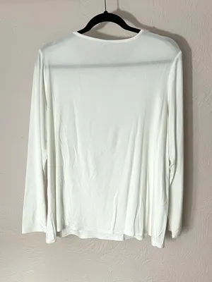 Old Navy Luxe White Long Sleeve Crewneck Top thumbnail 2