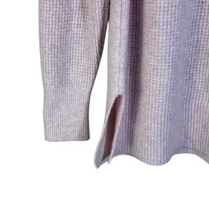 Loft Waffle Knit Turtleneck Pullover Sweater Lavender Purple Relaxed Size L thumbnail 5